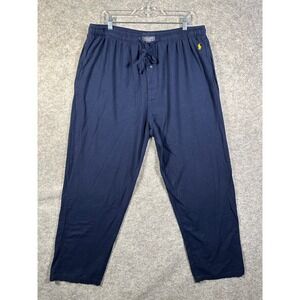 Polo Ralph Lauren Mens XL NavyBlue Cotton Jersey Pajama Lounge Pants Yellow Pony